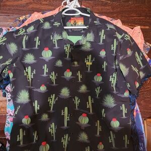 Men's Black Cactus Print Casual Shirt